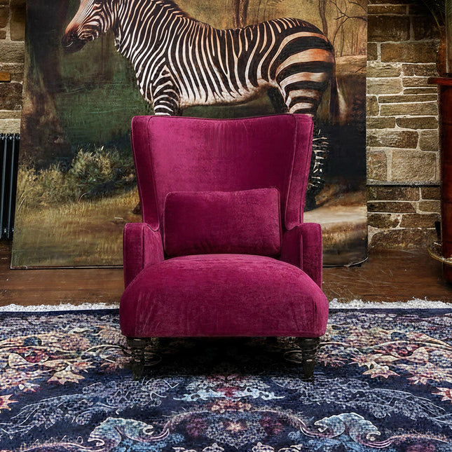 Empire Armchair Wingback in Dark Pink Richmond Glamour Velvet