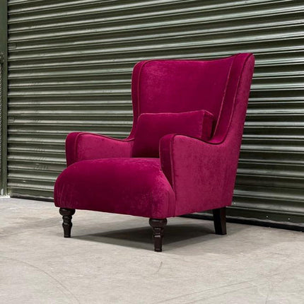 Empire Armchair Wingback in Dark Pink Richmond Glamour Velvet