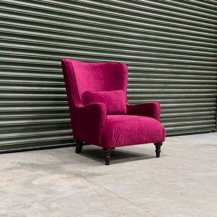 Empire Armchair Wingback in Dark Pink Richmond Glamour Velvet