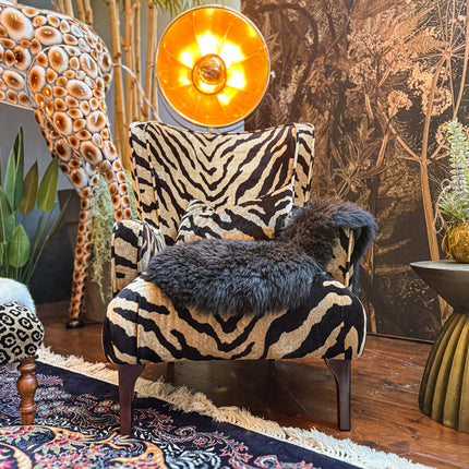 Empire Armchair in Zebra Cream Velvet