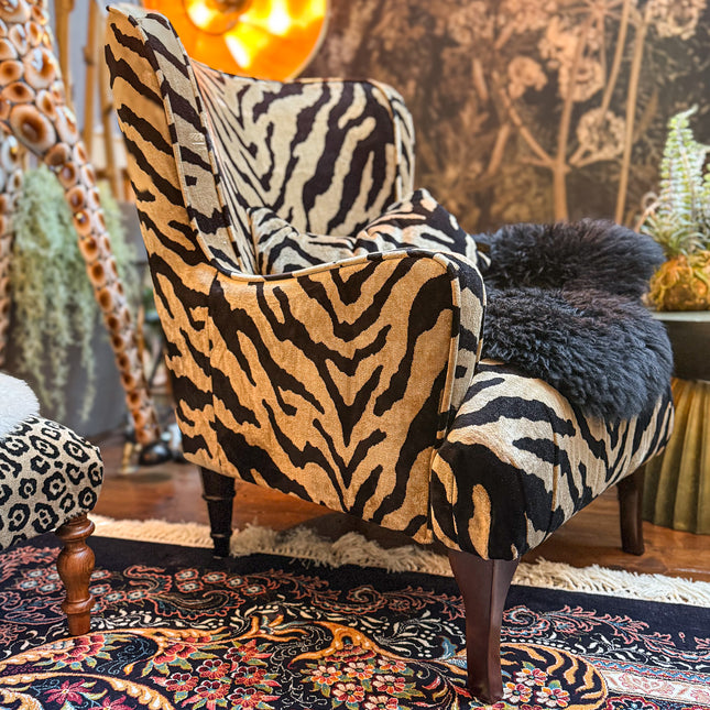Empire Armchair in Zebra Cream Velvet