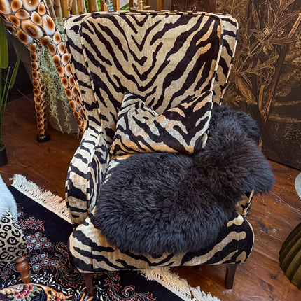 Empire Armchair in Zebra Cream Velvet