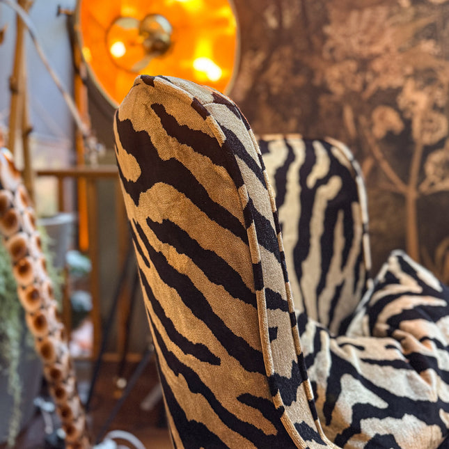 Empire Armchair in Cream Tiger Velvet - Factory Seconds