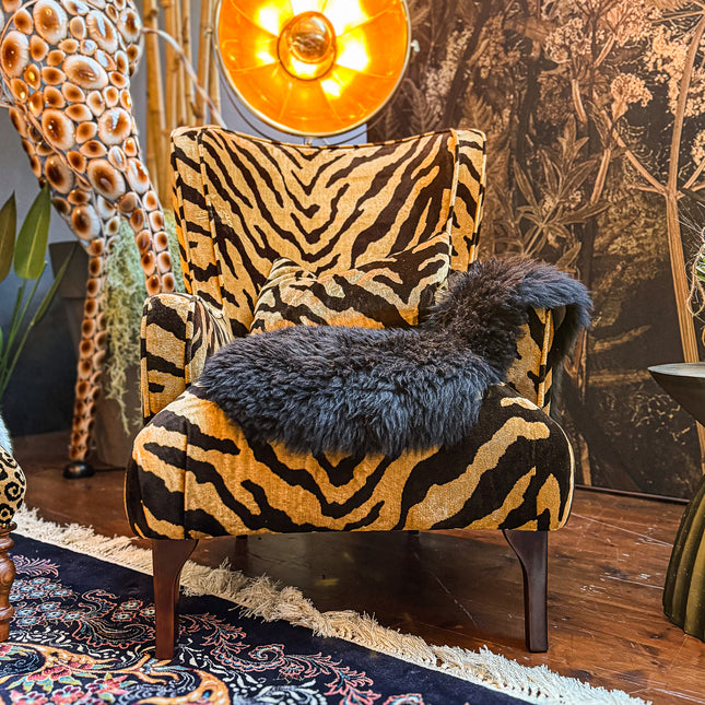 Empire Armchair in Gold Tiger Velvet - Factory Seconds