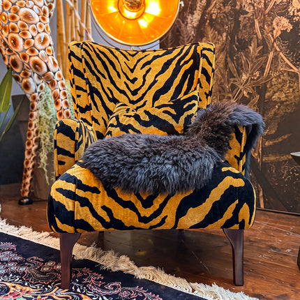 Empire Armchair in Zebra Gold Velvet