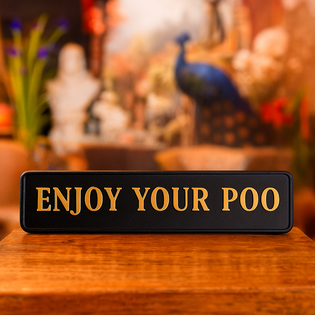 Enjoy Your Poo Black & Gold Wall Sign
