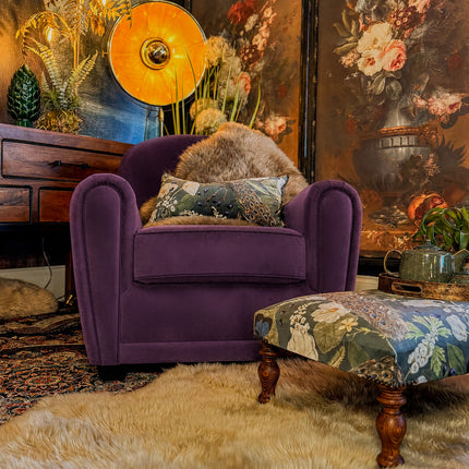 Esly Cigar Accent Chair in Plum Plush Velvet