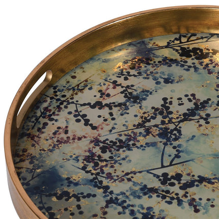 Round Gold and Blossom Effect Tray