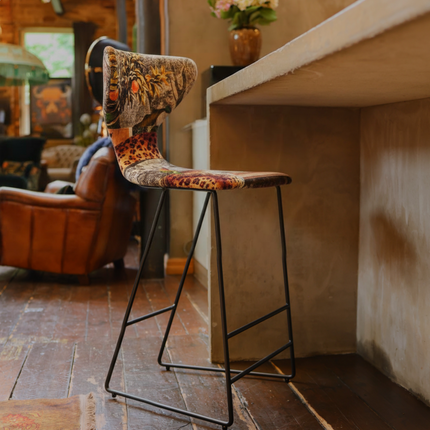 Fama Burt Patterned Fabric Bar Stool