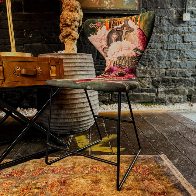 Fama Burt Patterned Fabric Dining Chair