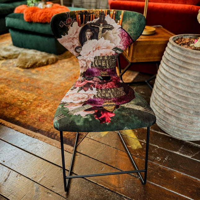 Fama Burt Patterned Fabric Dining Chair