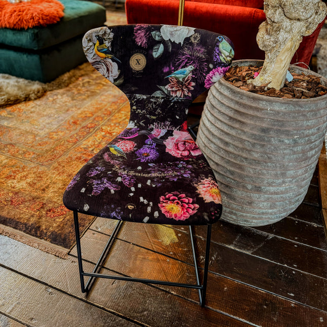 Fama Burt Patterned Fabric Dining Chair in Floral Paradise - Clearance