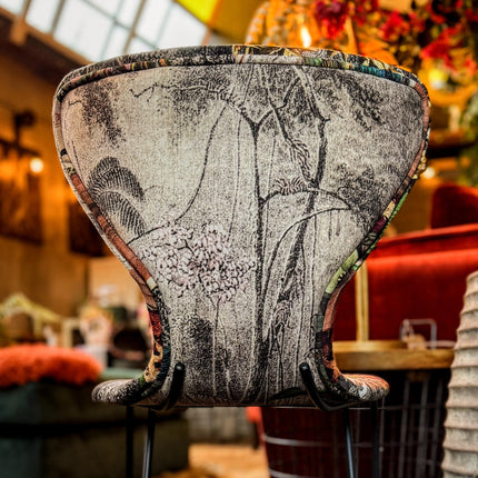 Fama Burt Patterned Fabric Bar Stool