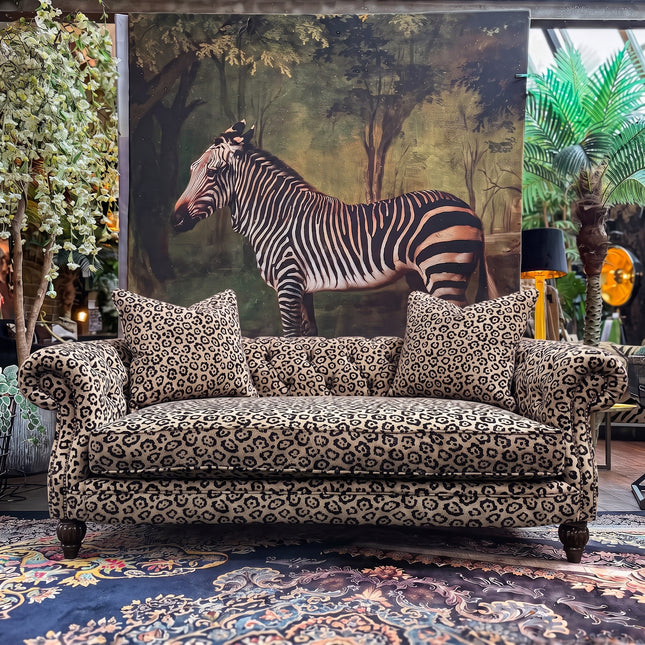 Fairfax 2 Seater in Leopard Cream 