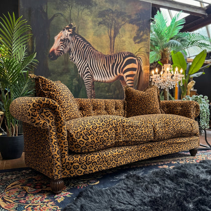 Fairfax 3 Seater Sofa in Leopard Gold Velvet