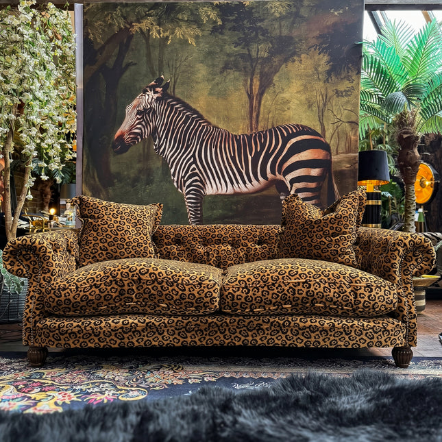 Fairfax 3 Seater Sofa in Leopard Gold Velvet