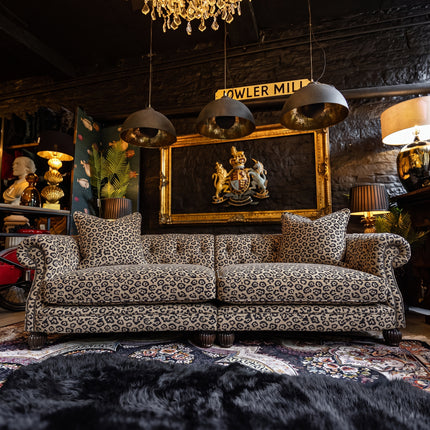 Fairfax 4 Seater Sofa in Leopard Cream Velvet