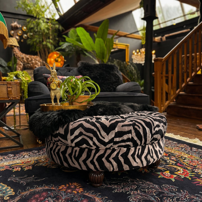 Fairfax Footstool in Animal Velvet