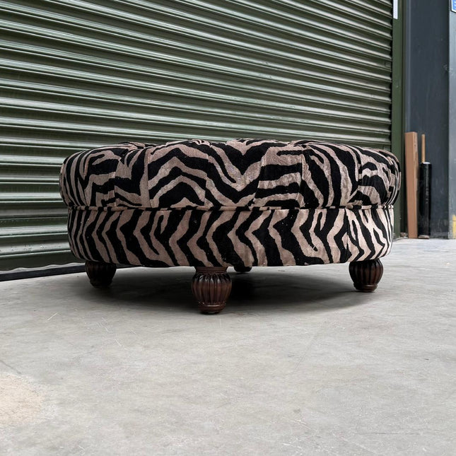 Fairfax Footstool in Tiger Velvet - Factory Seconds