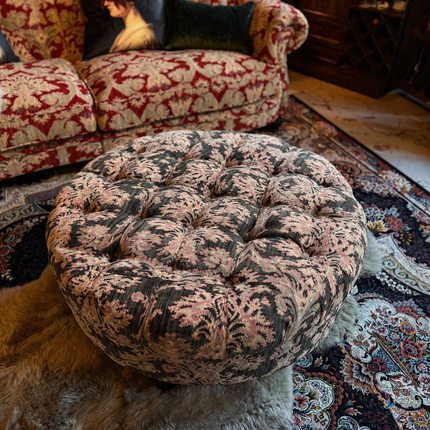 Fairfax Footstool in Aura Woven Chenille Velvet - New