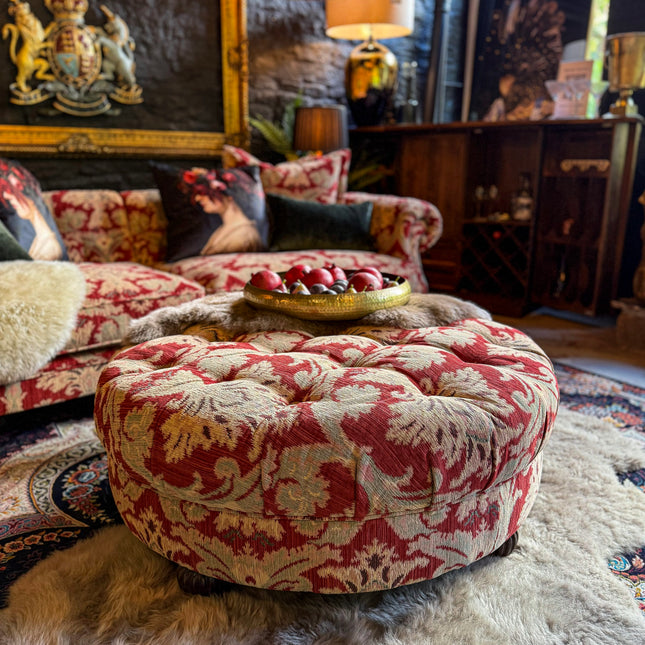 Fairfax Footstool in Aura Woven Chenille Velvet - New