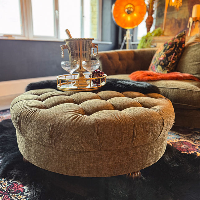 Fairfax Footstool in Eddy Velvet