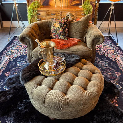 Fairfax Footstool in Eddy Velvet