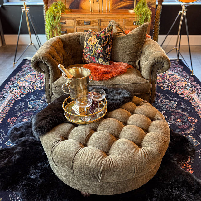 Fairfax Footstool in Eddy Velvet