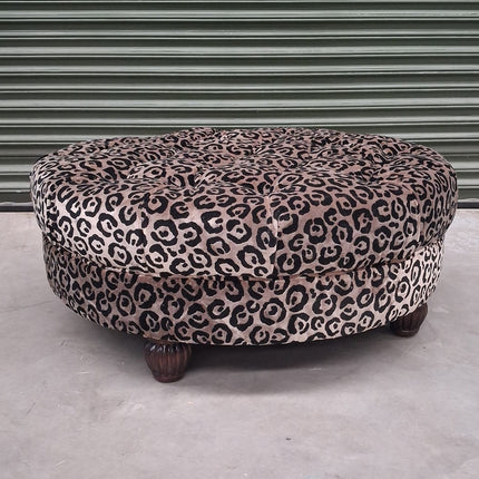 Fairfax Footstool in Leopard Cream Velvet - Ex Display