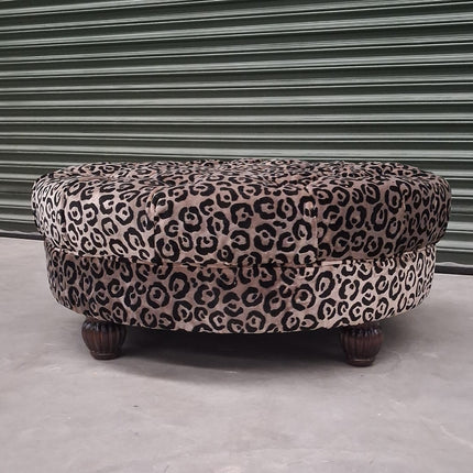 Fairfax Footstool in Leopard Cream Velvet - Ex Display
