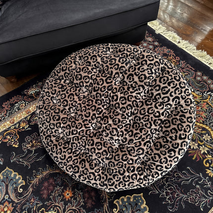 Fairfax Footstool in Leopard Cream Velvet