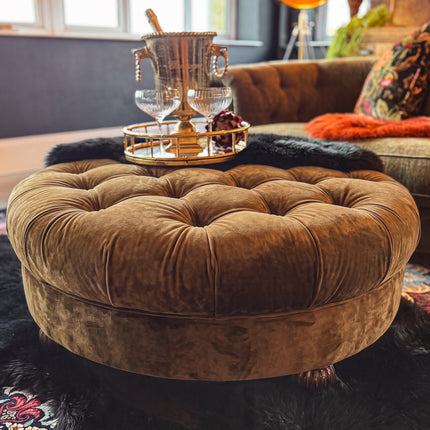 Fairfax Footstool in Opulence Bronze Velvet 