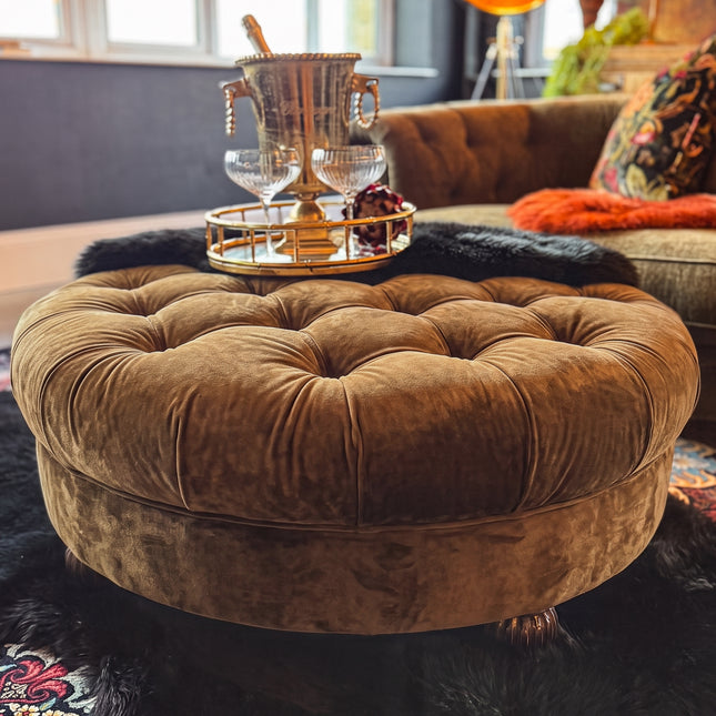 Fairfax Footstool in Opulence Bronze Velvet 