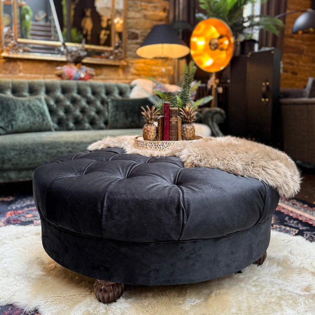 Fairfax Footstool in Plush Velvet - New