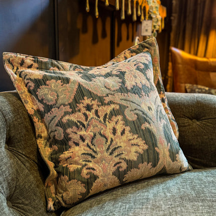 Fairfax Large Flanged Edge Scatter Cushion in Aura Chenille Green
