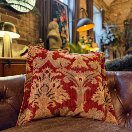 Fairfax Large Flanged Edge Scatter Cushion in Aura Chenille Red