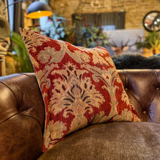 Fairfax Large Flanged Edge Scatter Cushion in Aura Chenille Red