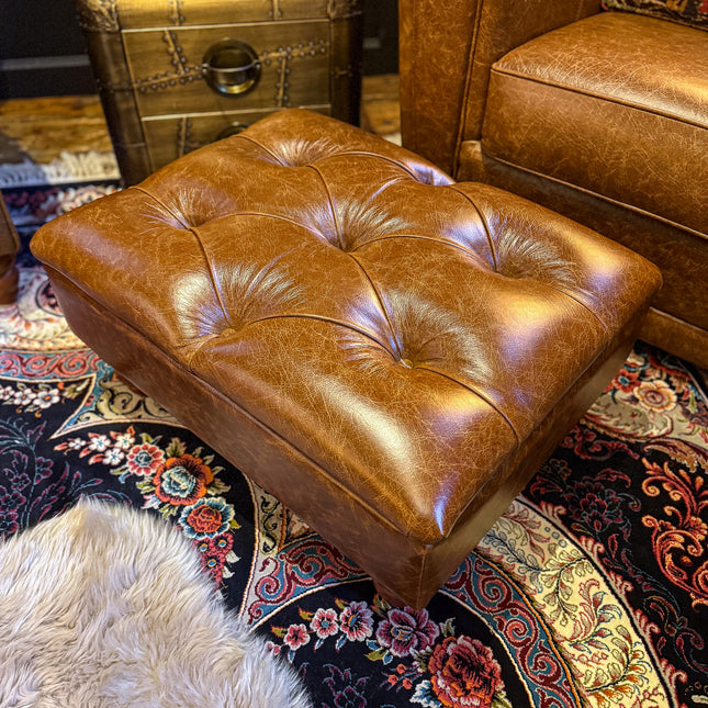 Bertie Small Footstool in Leather
