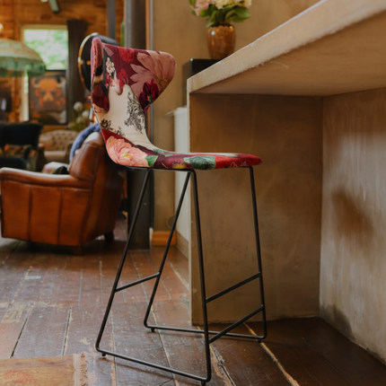 Fama Burt Patterned Fabric Bar Stool