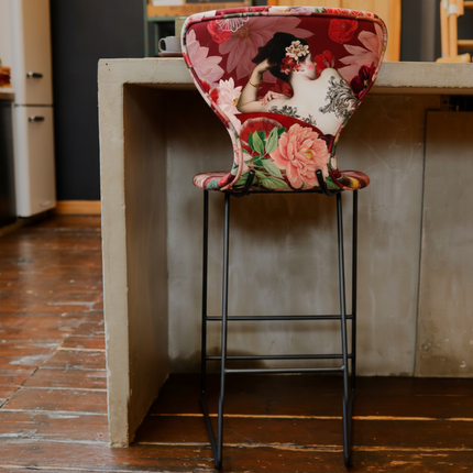 Fama Burt Patterned Fabric Bar Stool