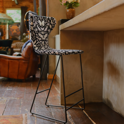 Fama Burt Patterned Fabric Bar Stool