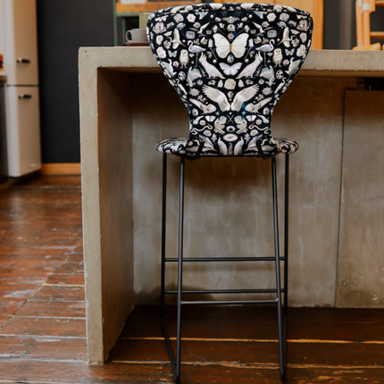 Fama Burt Patterned Fabric Bar Stool