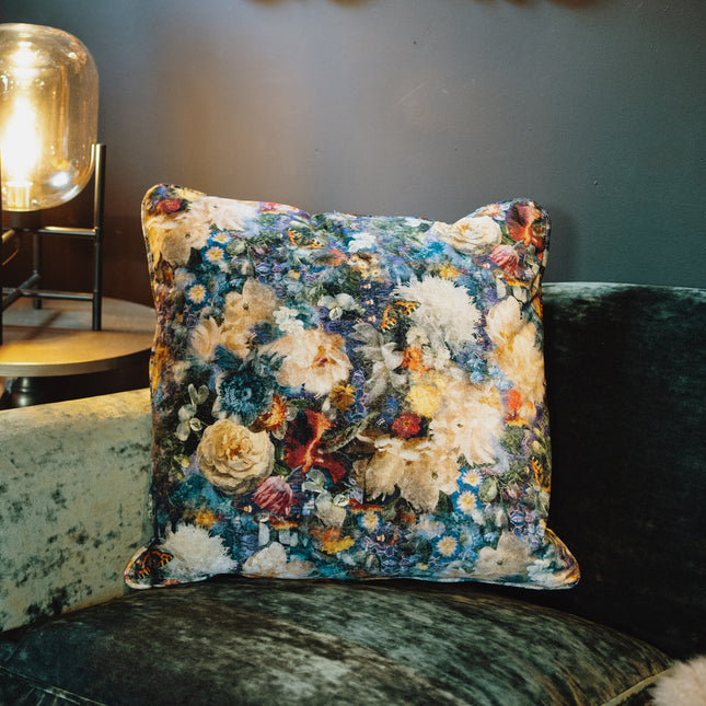 Feather Cushion Royal Garden Sapphire Extra Large (60 x 60cm)