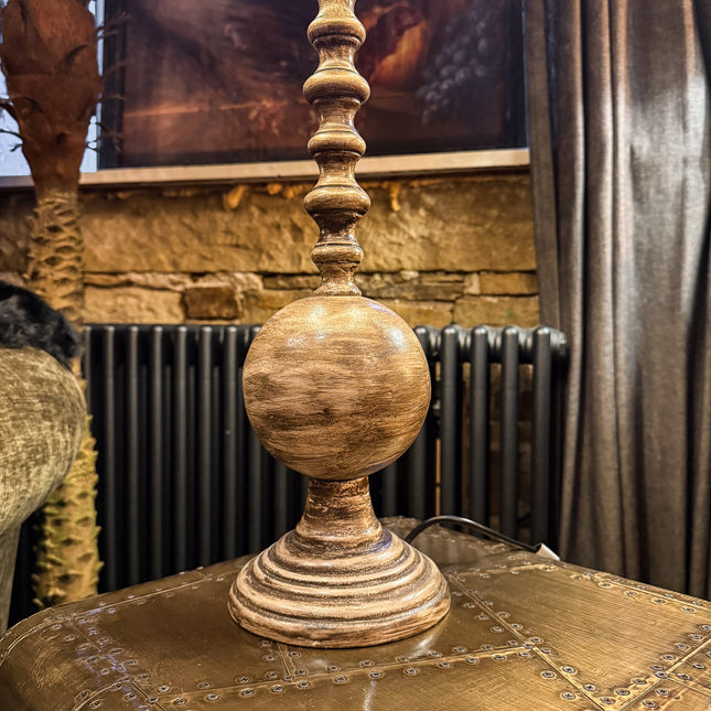 Finial Table Lamp with Fennel Green Linen Shade