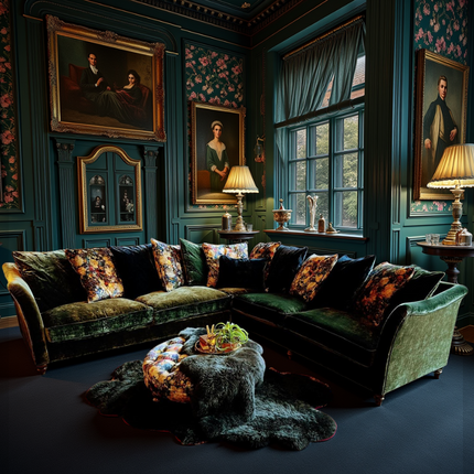 Fontaine by Spink & Edgar Grand Corner Group Sofa in Orchid Velvet