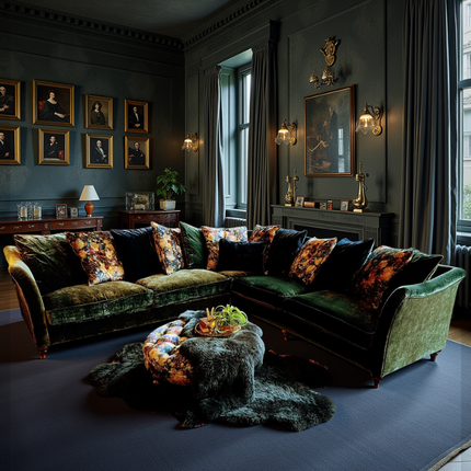 Fontaine by Spink & Edgar Grand Corner Group Sofa in Orchid Velvet