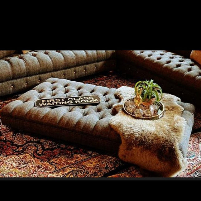 Banbury Chesterfield Footstool in Harris Tweed Grey