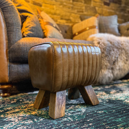 Footstool Brown Leather Pommel Horse