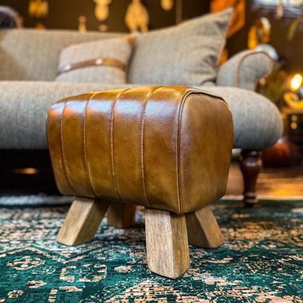 Footstool Brown Leather Pommel Horse