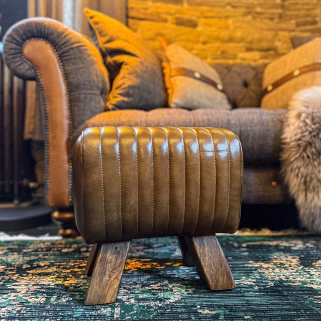 Footstool Brown Leather Pommel Horse